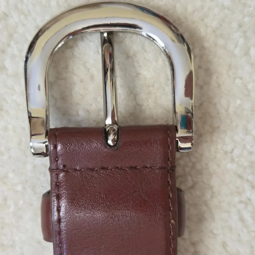 NWOT Michael Kors Women's Small Genuine Leather Belt Brown Silver-Tone
